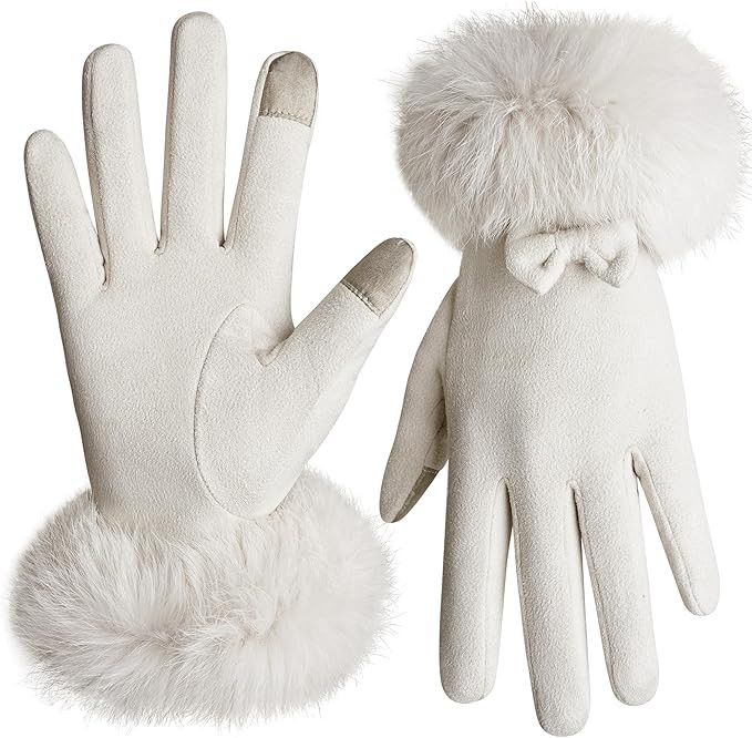 Vagasi Women Touch Screen Gloves, Fleece Lined Winter Gloves for Ladies, Thermal Suede Gloves Fur... | Amazon (US)