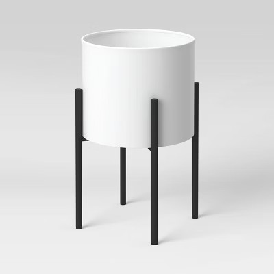 20" Iron Indoor/Outdoor Planter with Stand White/Black - Project 62™ | Target