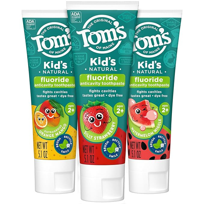 Tom's of Maine Anticavity Kids Natural Toothpaste Variety Pack, Strawberry, Orange Mango, Waterme... | Amazon (US)