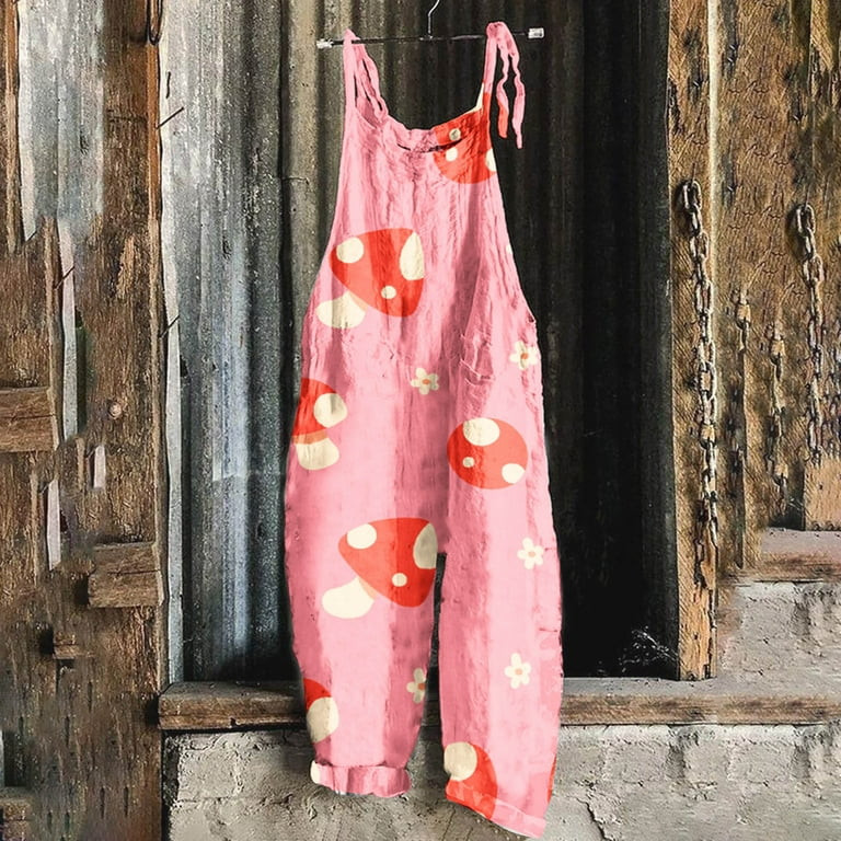 YANHAIGONG Summer Saving Clearance! Women Mushroom Printed Jumpsuit Summer Sleeveless Backless Lo... | Walmart (US)