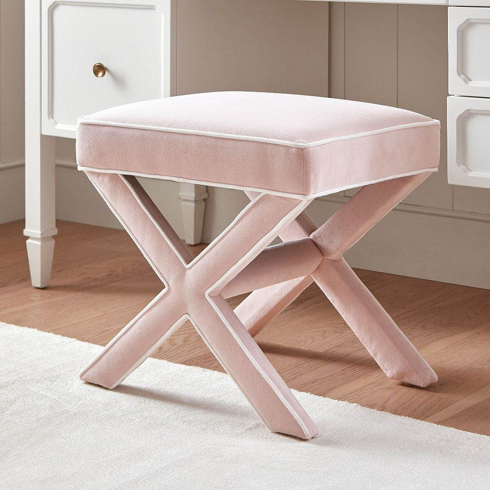 Julia Vanity Stool, Performance Everyday Velvet Rose | Pottery Barn Teen