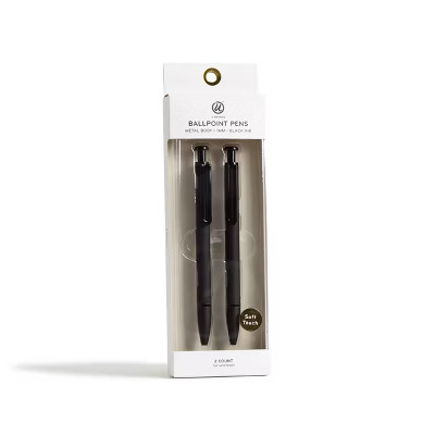2pk Ballpoint Pens Black - UBrands | Target