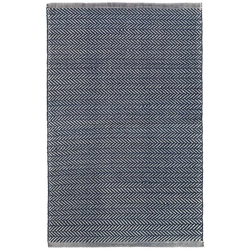 Herringbone Indigo Handwoven Cotton Rug | Annie Selke