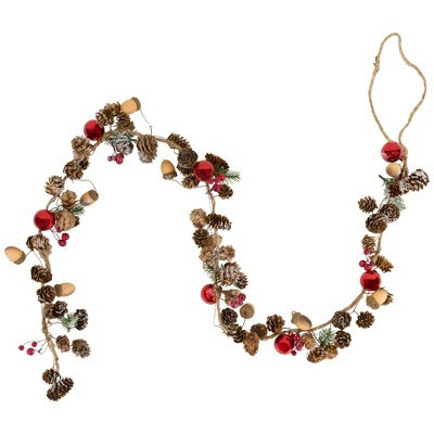 Northlight Pine Cones and Berries with Ornaments Christmas Twig Garland - 39.5" x 3" - Unlit | Target