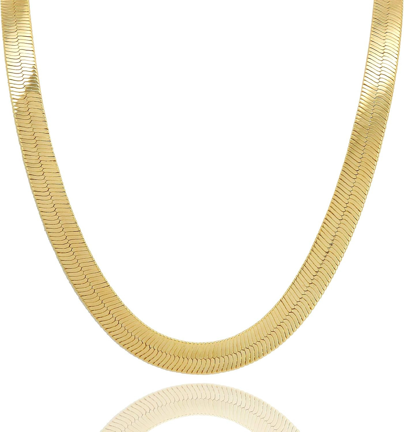 L & L Nation Mens Gold Tone 24" 9 mm Herringbone Chain Necklace | Amazon (US)