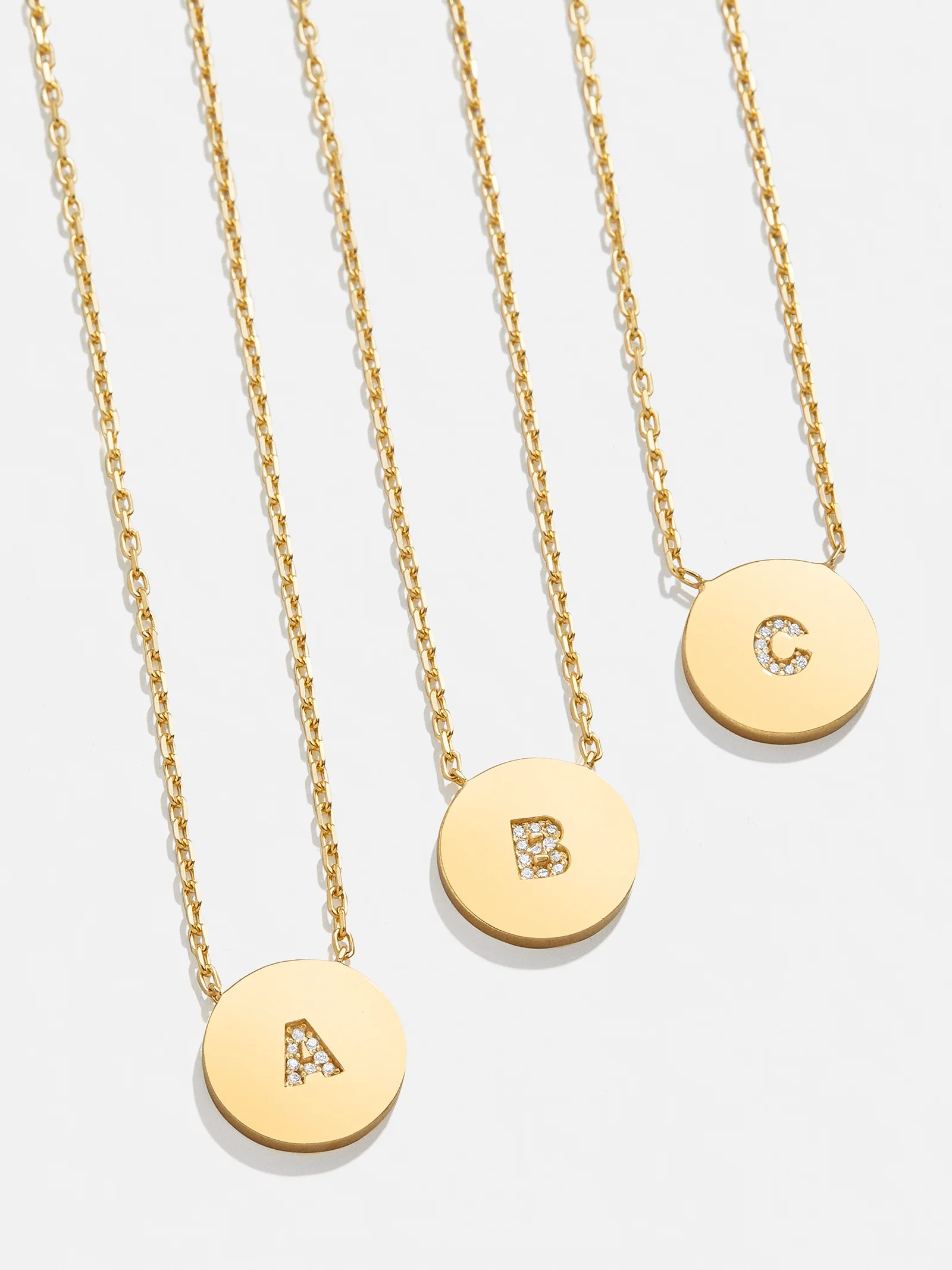 18K Gold Single Initial Custom Disc Necklace - Gold/Pavé | BaubleBar (US)