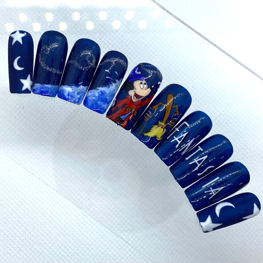 Disney FANTASIA Press on Nails Glue on Nails Mickey Nails Stick on Nails Fake Nails Gifts for Her... | Etsy (US)