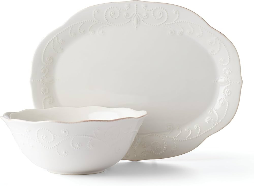 Lenox French Perle 2Pc Serveware Bundle, 7.94, White | Amazon (US)