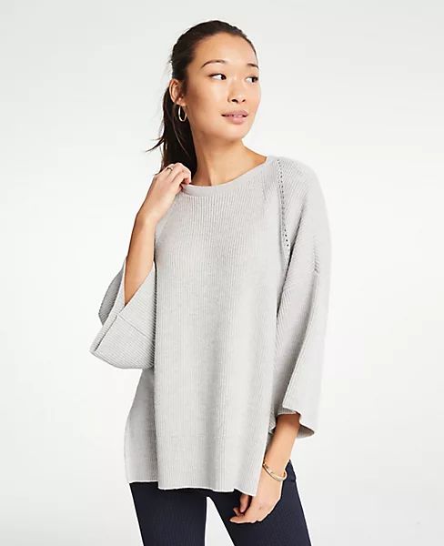 Pointelle Sweater Poncho | Ann Taylor (US)