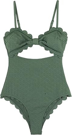 CUPSHE Women's One Piece Swimsuit Sexy Black Cutout Scallop Trim Bathing Suit | Amazon (US)