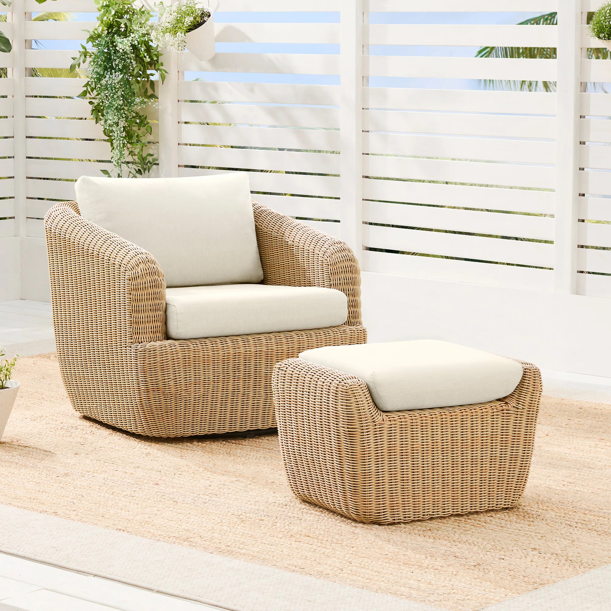 Rattan Patio Chairs with Ottoman | Wayfair North America