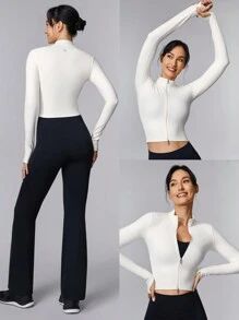 GLOWMODE FeatherFit™ Mock Neck Slimfit Crop Jacket | SHEIN