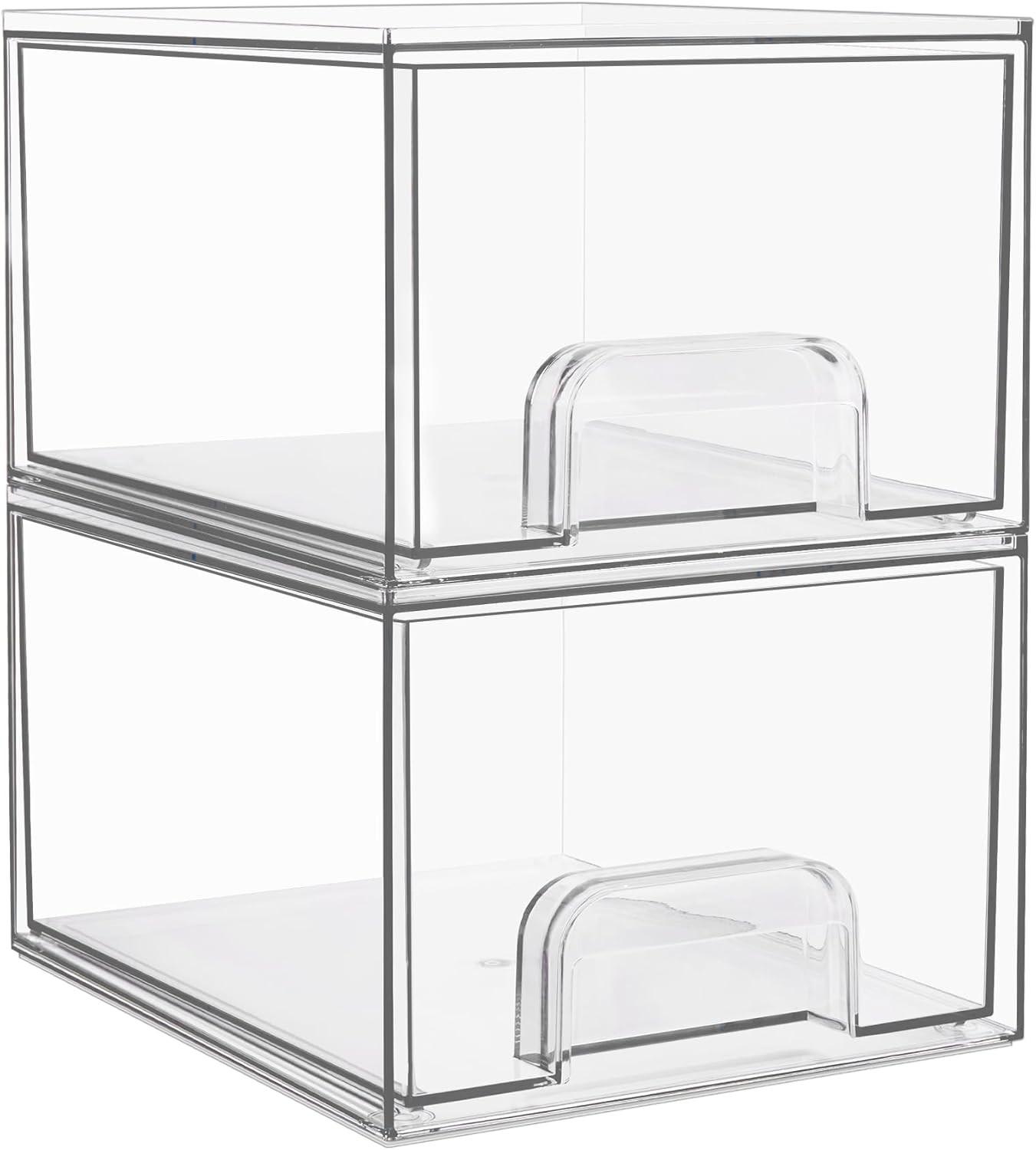 2 Pack Stackable Makeup Organizer Storage Drawers, Vtopmart 4.4'' Tall Acrylic Bathroom Organizer... | Amazon (US)