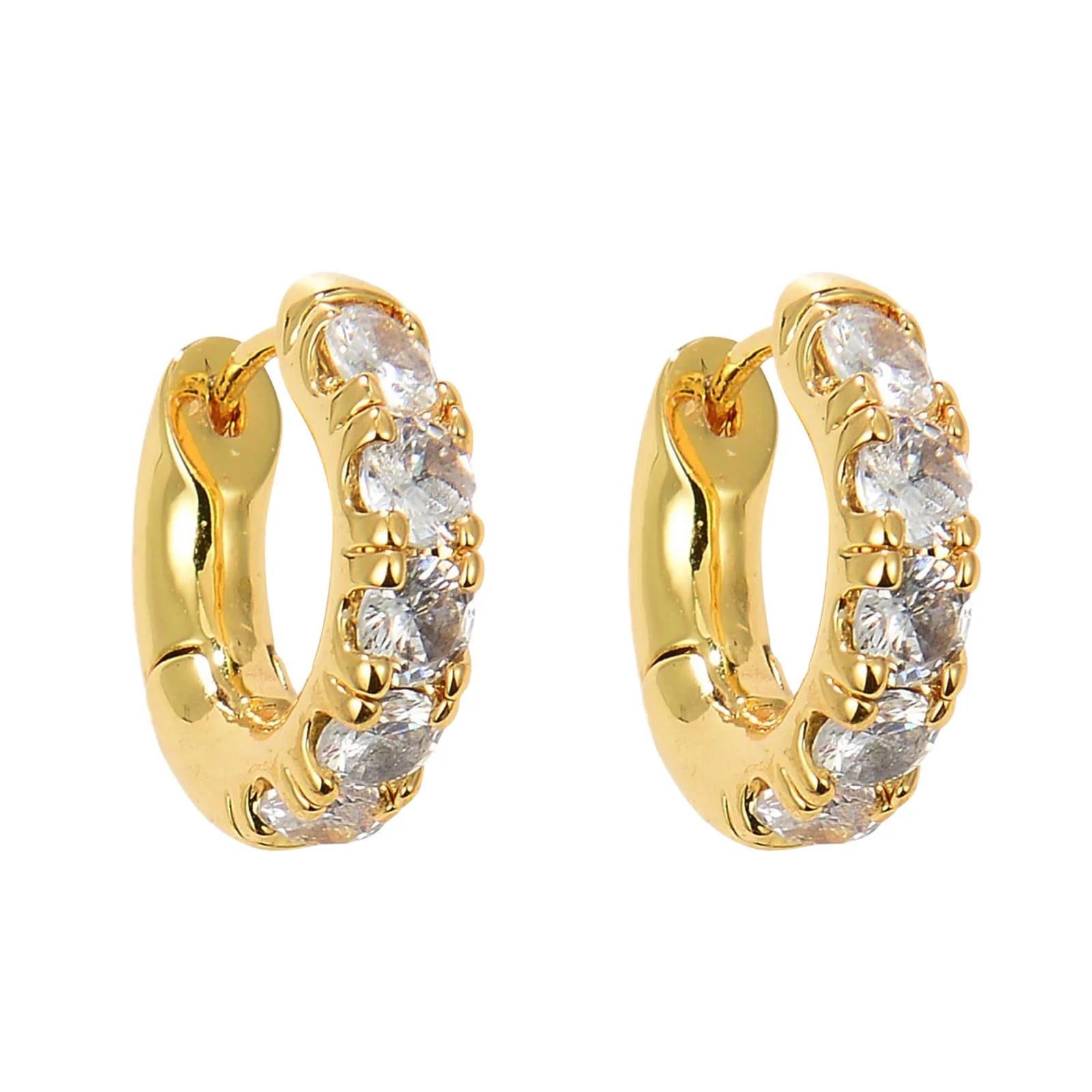 Valentines Day Gifts for Her Stud Earrings for Women Girls Copper Plated 14k Gold Huggie Hoop Zir... | Walmart (US)