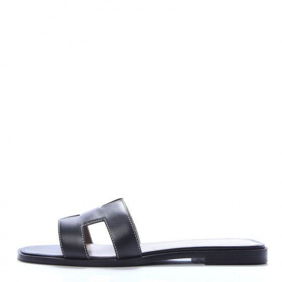 Box Calfskin Oran Sandals 38 Black | Fashionphile