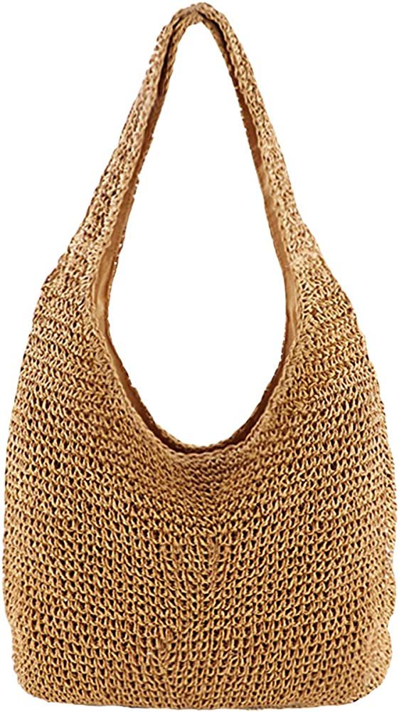 CHIC DIARY Womens Handwoven Straw Shoulder Bag Large Summer Beach Handles Handbag Tote with Zippe... | Amazon (US)