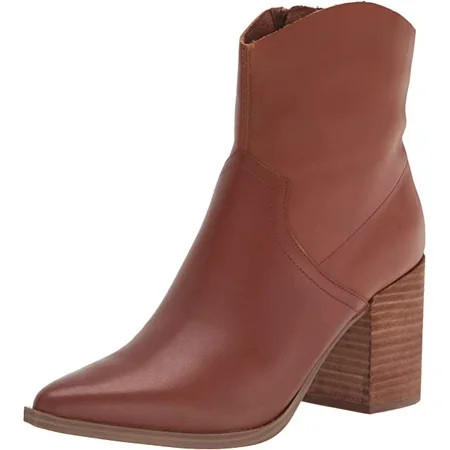 Steve Madden Cate Cognac Leather Block Heel Pointed Toe Pull On Fashion Boots (Cognac Leather 6) | Walmart (US)