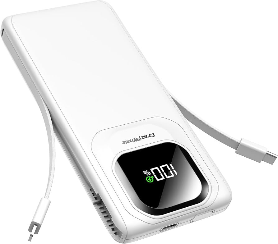 Portable Charger with Built-in Cables,22.5W Super Fast Charging Power Bank Slim Phone Charger,100... | Amazon (US)
