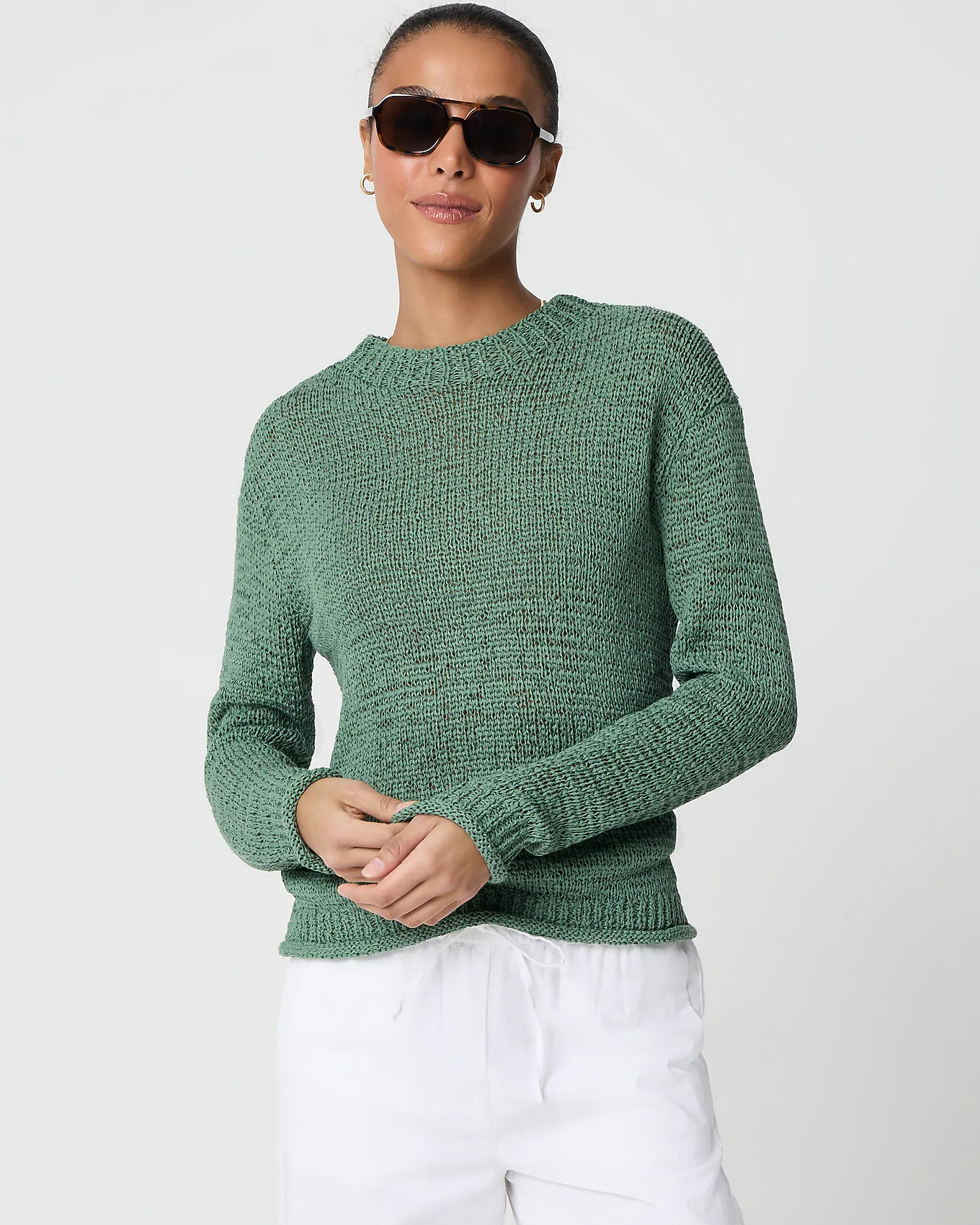 Tape yarn crewneck sweater | J.Crew Factory