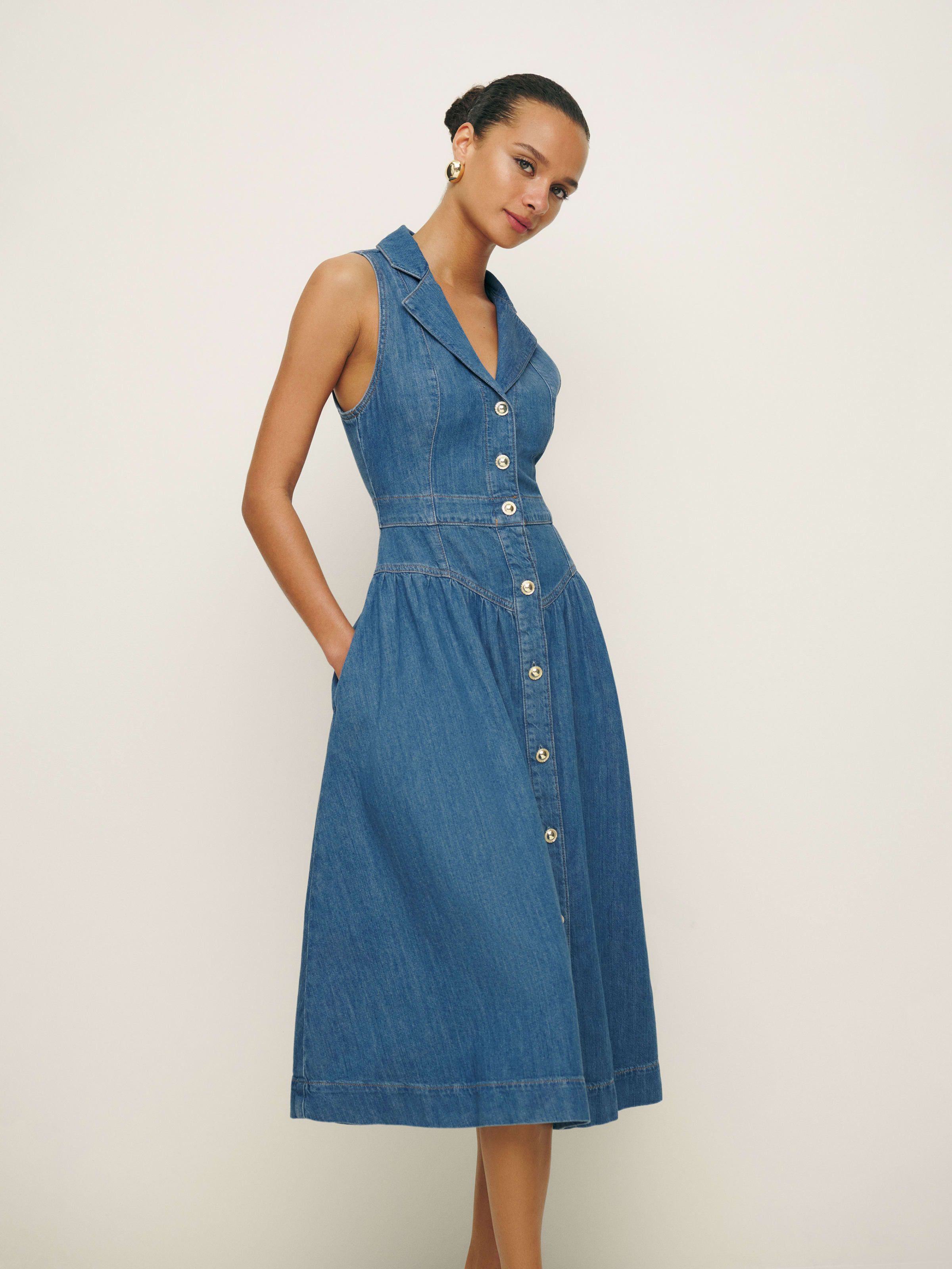 Ellison Denim Midi Dress | Reformation (US & AU)