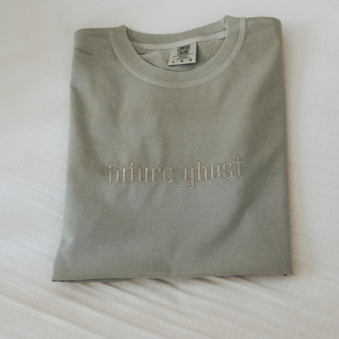 Embroidered Future Ghost Comfort Colors Tee, Funny Shirt, Embroidered Ultra Soft Tee, Monochromat... | Etsy (US)