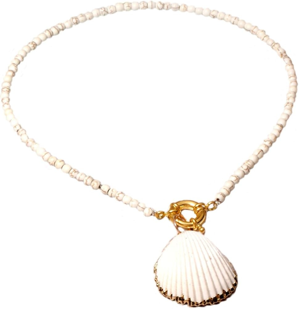 Shell Necklaces for Women Beach Jewelry for Women Boho Summer Cowrie Shell Seashell Necklace Stat... | Amazon (US)