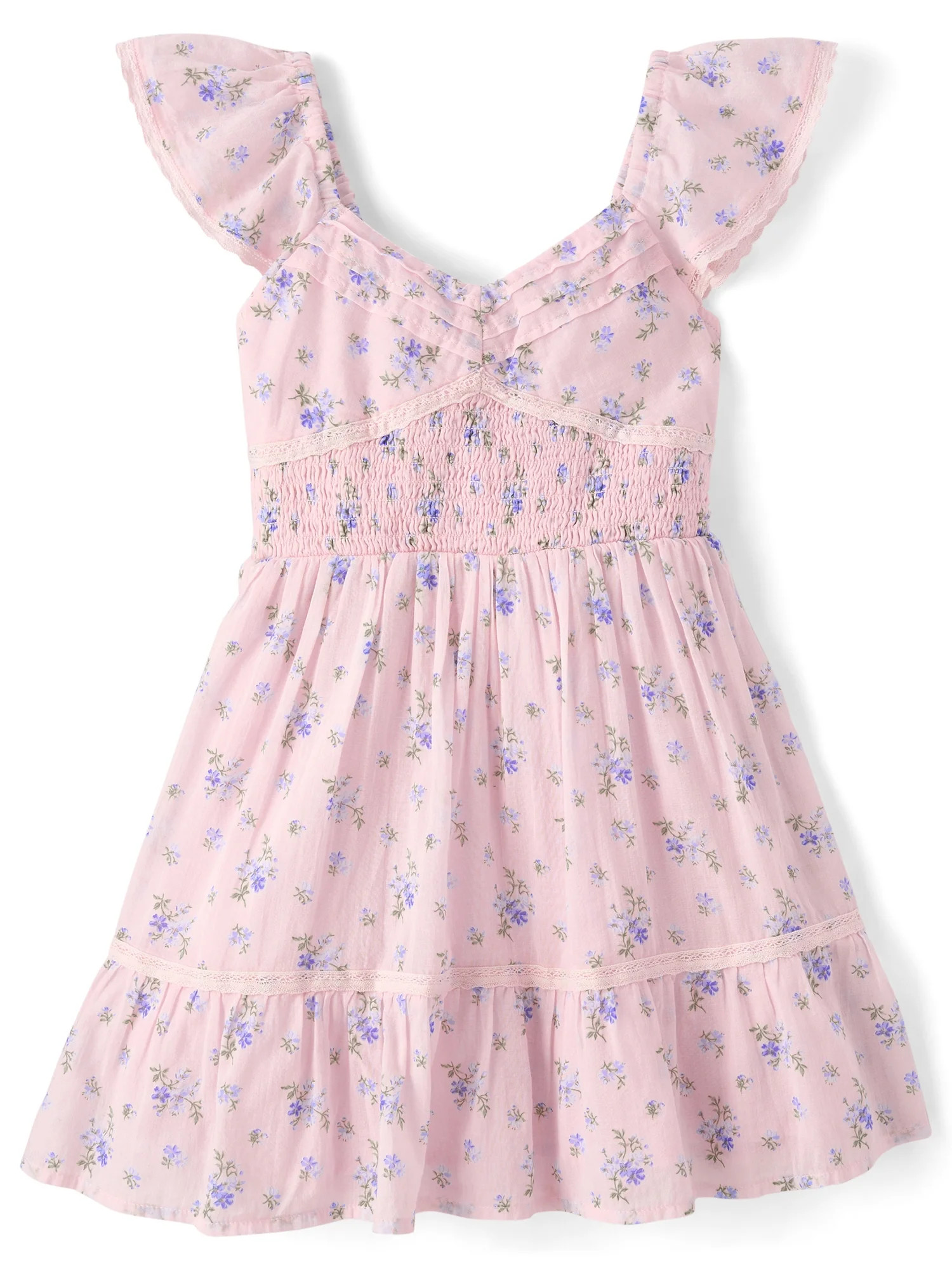 The Children's Place Girls Sleeveless Floral Pleated Smocked Dress, Sizes XS-XXL | Walmart (US)