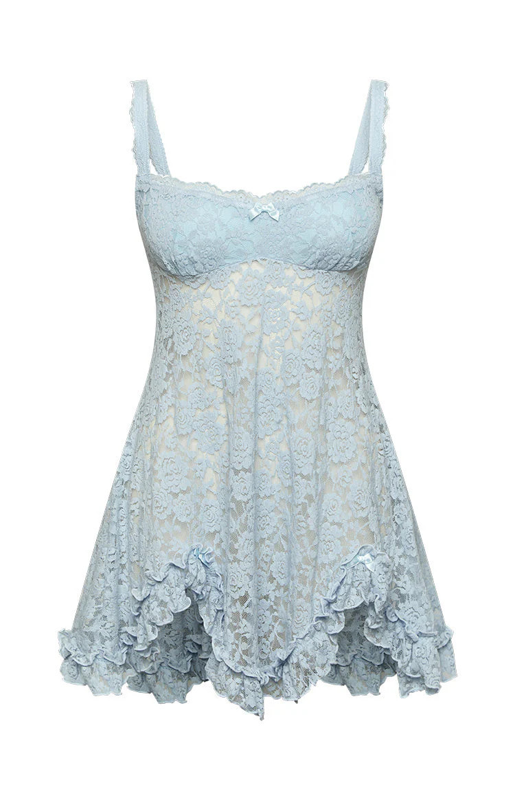 All Mine Blue Lace Mini Dress | Beginning Boutique (US)