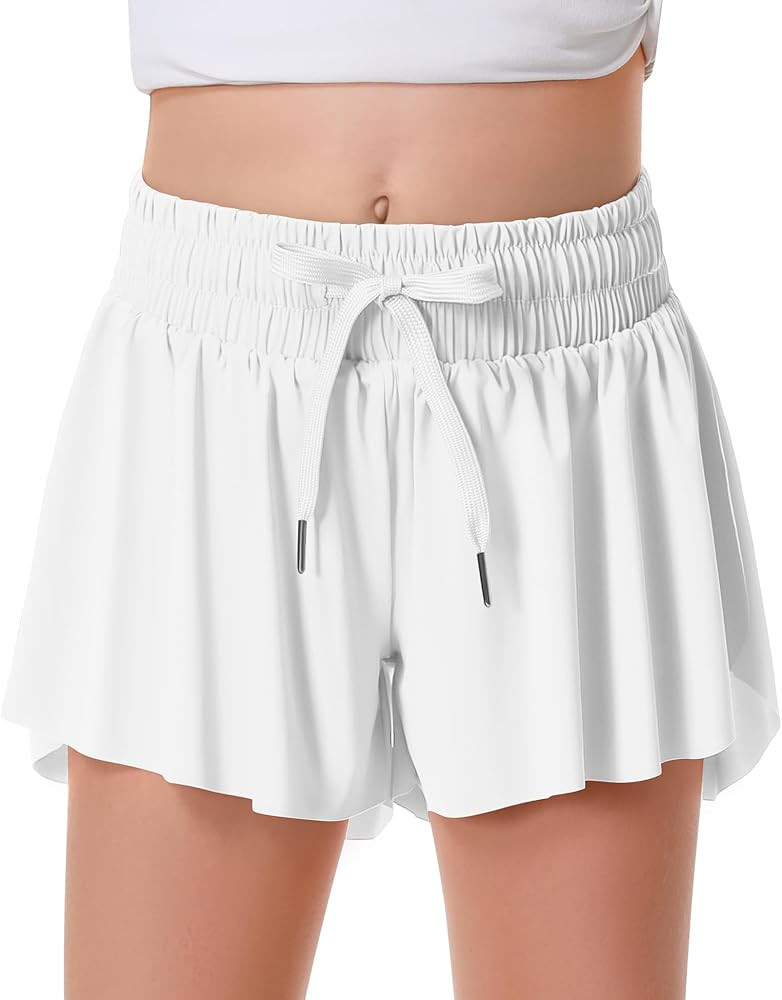 Girls Flowy Shorts Butterfly Shorts for Kids with Pocket 2-in-1 Athletic Shorts Running Shorts fo... | Amazon (US)