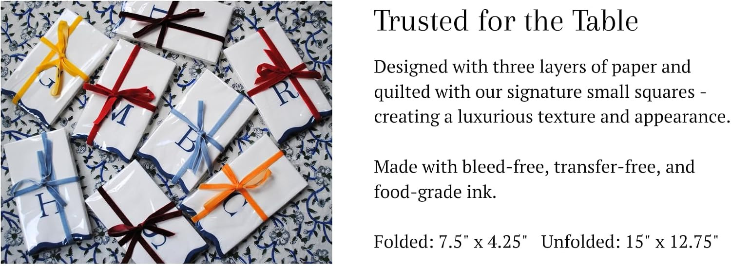 Stxy's Disposable Guest Towels, 40 Monogram Lettered Hand Towels - Navy Blue Letter, Monogrammed Scalloped Paper Dinner Napkins, for Bathroom and Powder Room (W) | Amazon (US)