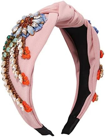 Knotted Rainbow Rhinestones Headband Topknot Floral Sequins Crystals Luxury Wide Headbands Tweed ... | Amazon (US)