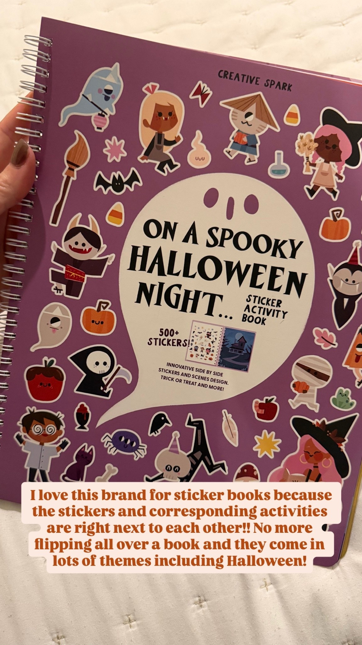 I love this brand for sticker books because the stickers and corresponding activities are right next to each other!! No more flipping all over a book and they come in lots of themes including Halloween!