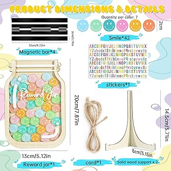 Personalized Magnetic Reward Jar, Smiley Faces Jar with Colorful Letter Stickers, Ideal for Class... | Amazon (US)