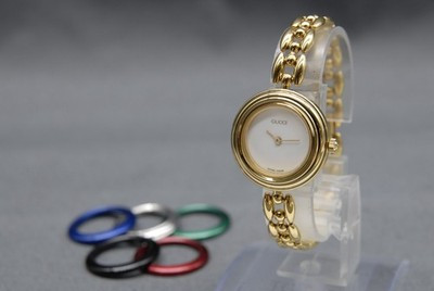 [N MINT] Vintage GUCCI Change Bezel 11/12.2 6 Colors 26mm Gold QZ Women's Watch | eBay US