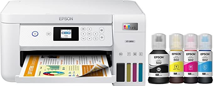 Epson EcoTank ET-2850 Wireless Color All-in-One Cartridge-Free Supertank Printer with Scan, Copy ... | Amazon (US)