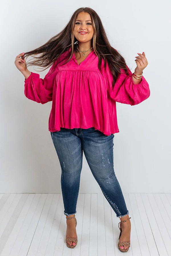 The Bayle Babydoll Shift Top in Hot Pink Curves • Impressions Online Boutique | Impressions Online Boutique