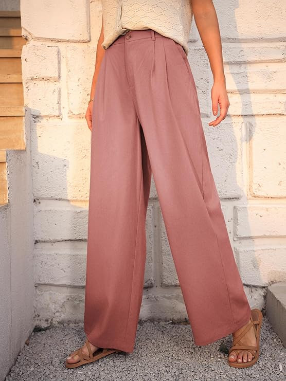GRACE KARIN Wide Leg Pants for Women Cotton Linen Business Casual Long Trousers Palazzo Pants wit... | Amazon (US)