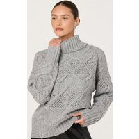 ASTR the Label | Janeth Diamond Knit Turtleneck Sweater in Heather grey | Size M | ASTR The Label (US)