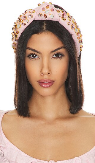 Glittering Knotted Headband in Shell Pink | Revolve Clothing (Global)