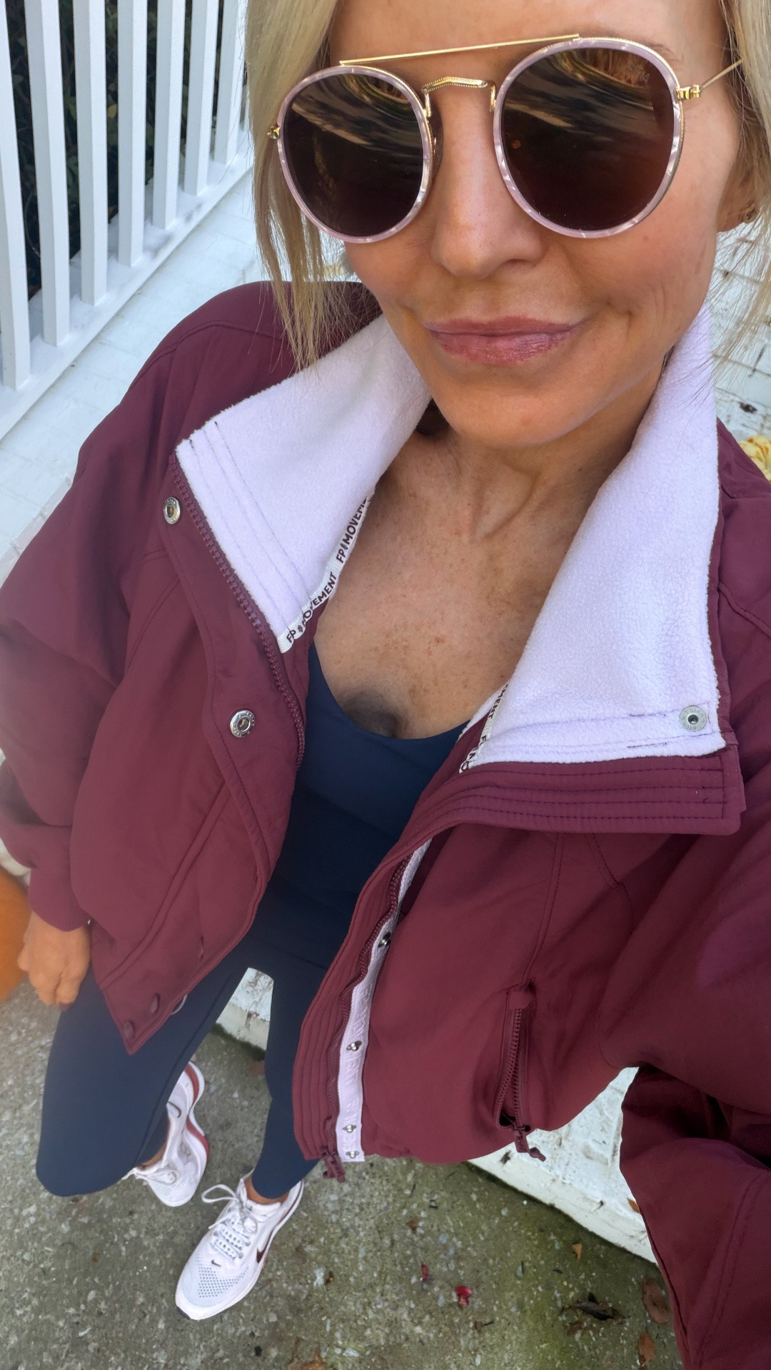 today’s gym fit! @Spanx cami and leggings in XS and free people jacket in XS!