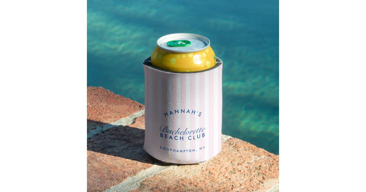 Retro Modern Vintage Pink Bachelorette Can Cooler | Zazzle | Zazzle