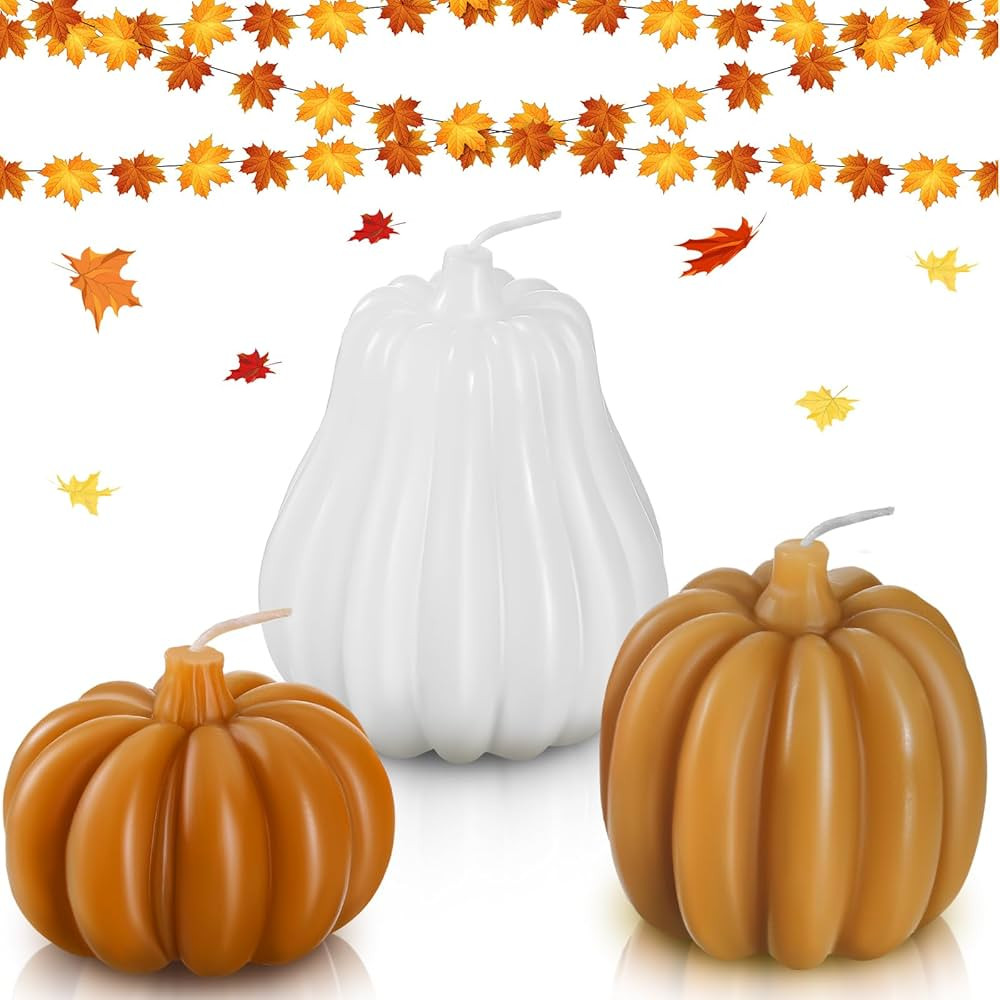 3 Pieces Thanksgiving Pumpkin Shaped Scented Candles Fall Pumpkin Soy Candles Pumpkin Tealight Ca... | Amazon (US)