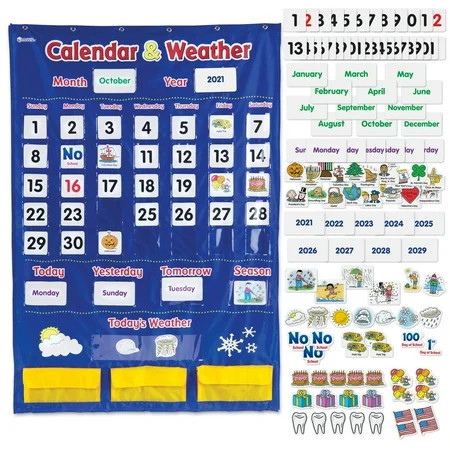 Learning Resources Calendar & Weather Pocket Chart Classroom Must Haves Teacher Ages 3 and Up | Walmart (US)