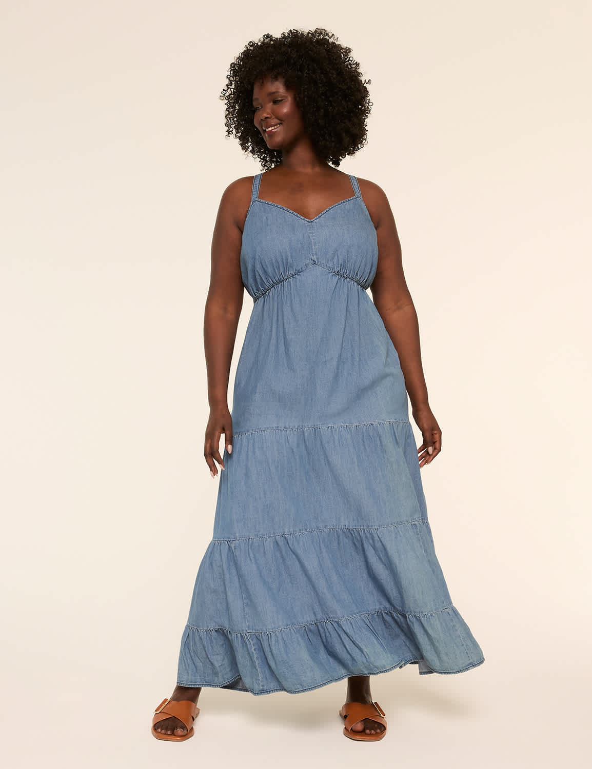 Denim Tiered Maxi Dress | Lane Bryant (US)