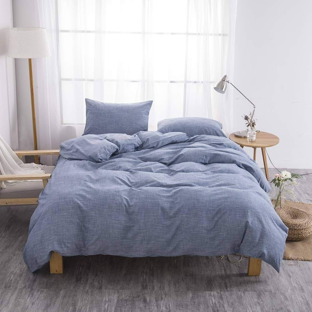 Stonewashed Cotton/Linen Twin Duvet Cover, 3-Piece Comforter Cover Set, Breathable and Skin-Frien... | Amazon (US)