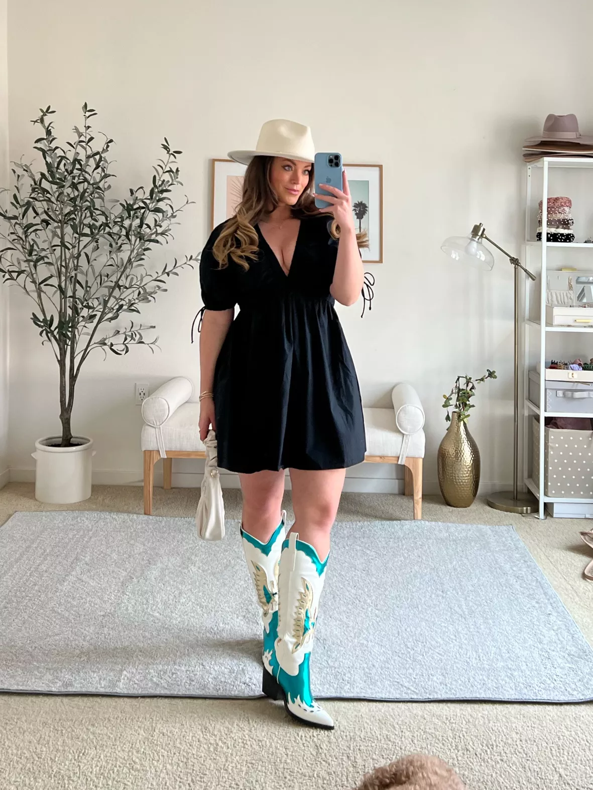 mini dress with boots My Favorite + ready look or layered with a denim jacket for casual outings Rose Buckle Tiered Mini Dress