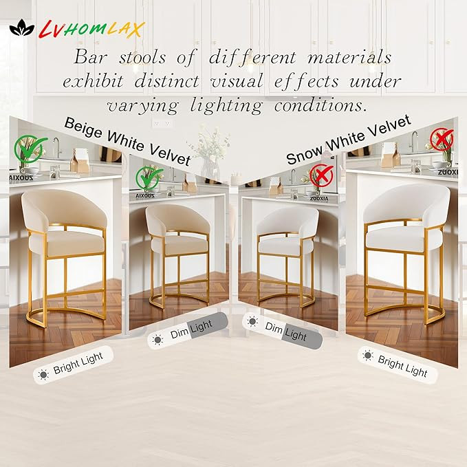 Modern Counter Height Bar Stools,Bar Stools Set of 3,Velvet Fabric Upholstered Barrel Barstools w... | Amazon (US)