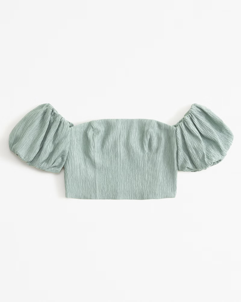Women's Crinkle Off-The-Shoulder Set Top | Women's Tops | Abercrombie.com | Abercrombie & Fitch (US)