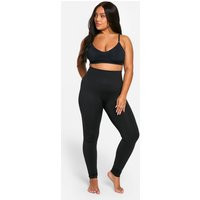 boohoo Women's Plus Tummy Control Seamless Leggings Pants in Black | Size: Large | Knitted | boohoo (US & Canada)