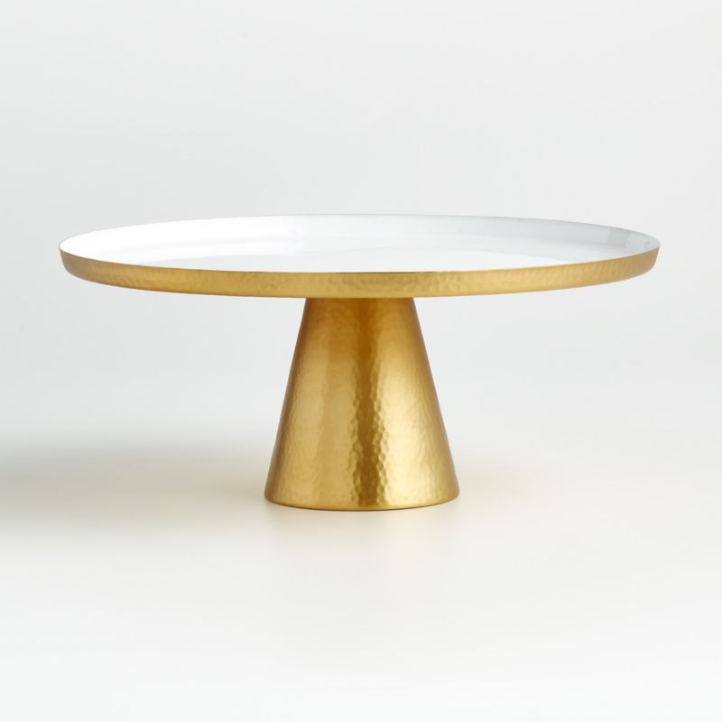 Pheline Hammered Brass Cake Stand + Reviews | Crate and Barrel | Crate & Barrel